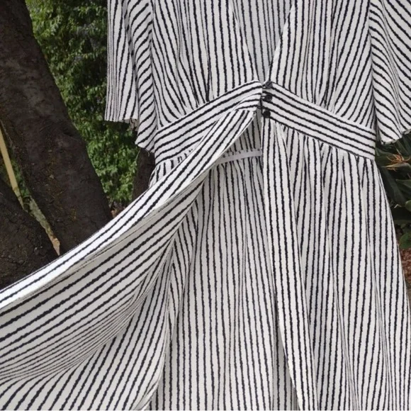 FAVLUX Black and White Striped High Low Dress - Picture 6 of 8
